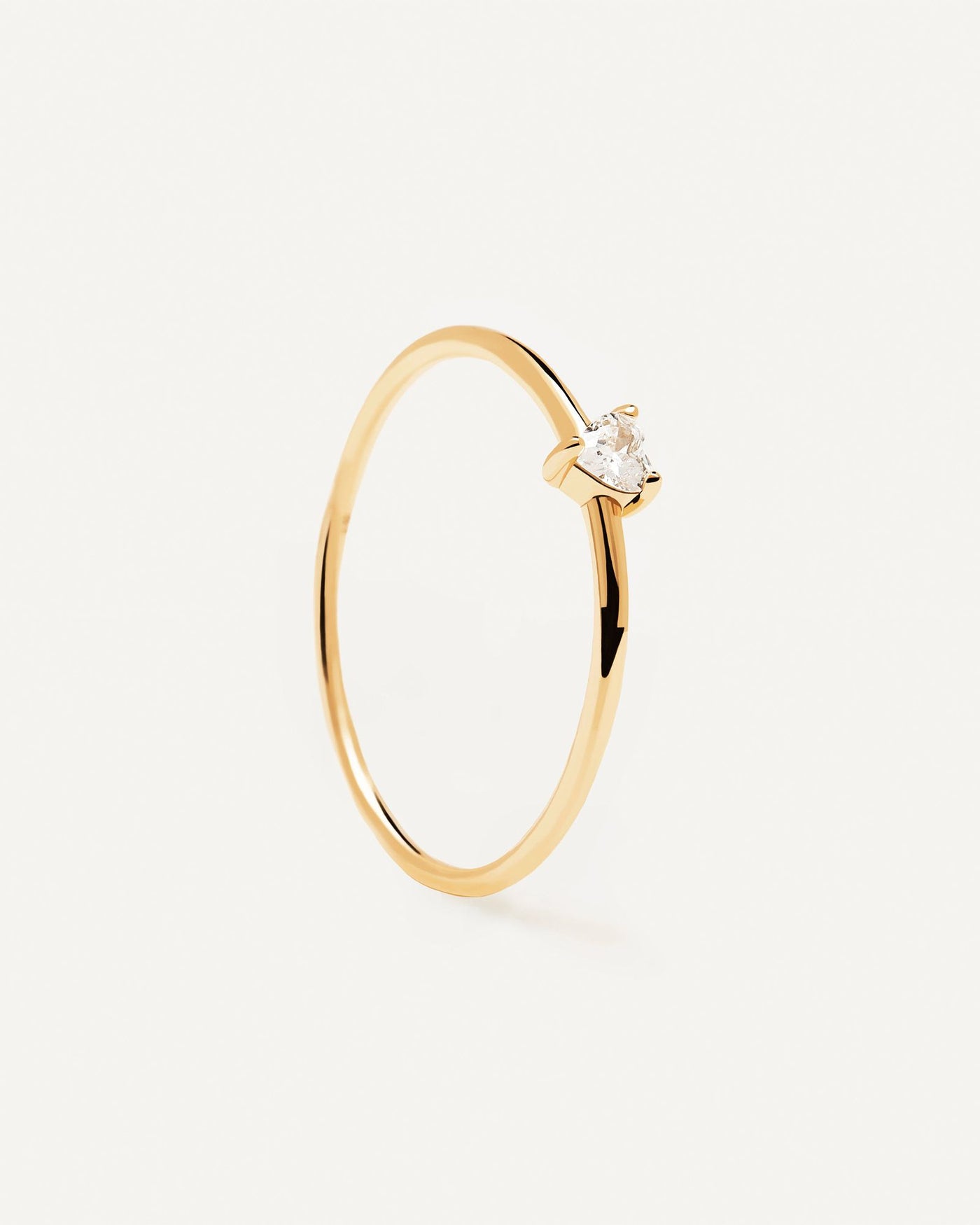 2024 Selection | White Heart Ring. Cute 18k gold plated silver ring with a heart-shaped white zirconia. Get the latest arrival from PDPAOLA. Place your order safely and get this Best Seller. Free Shipping.