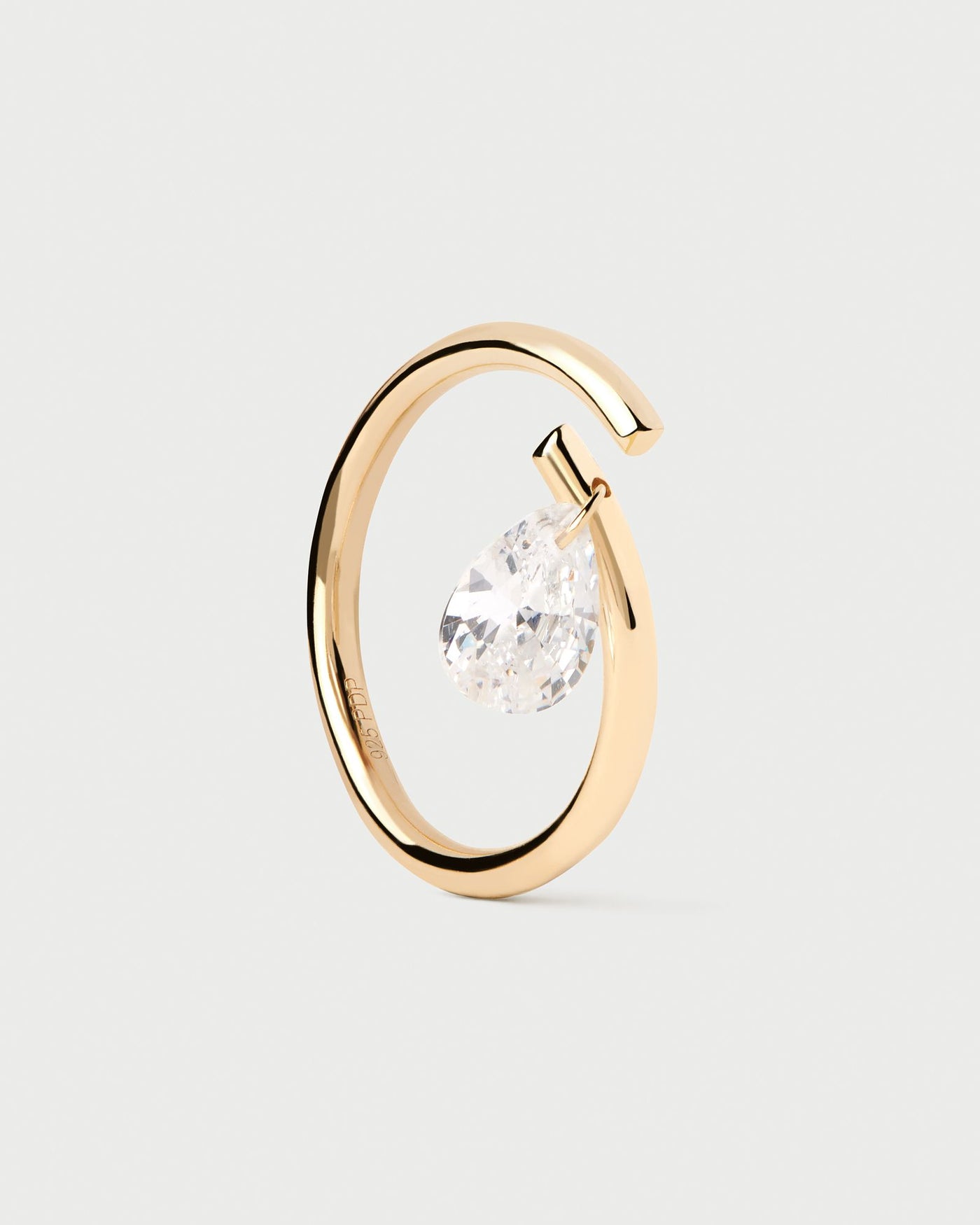 2024 Selection | Aqua Solitary Ring. Gold-plated open ring with white zirconia round pendant. Get the latest arrival from PDPAOLA. Place your order safely and get this Best Seller. Free Shipping.