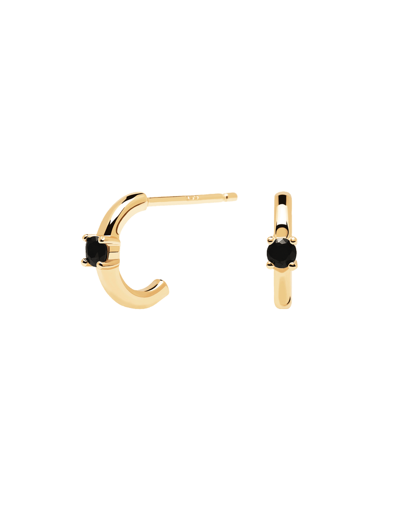 Black Solitary Earrings - 
  
    Sterling Silver / 18K Gold plating
  
