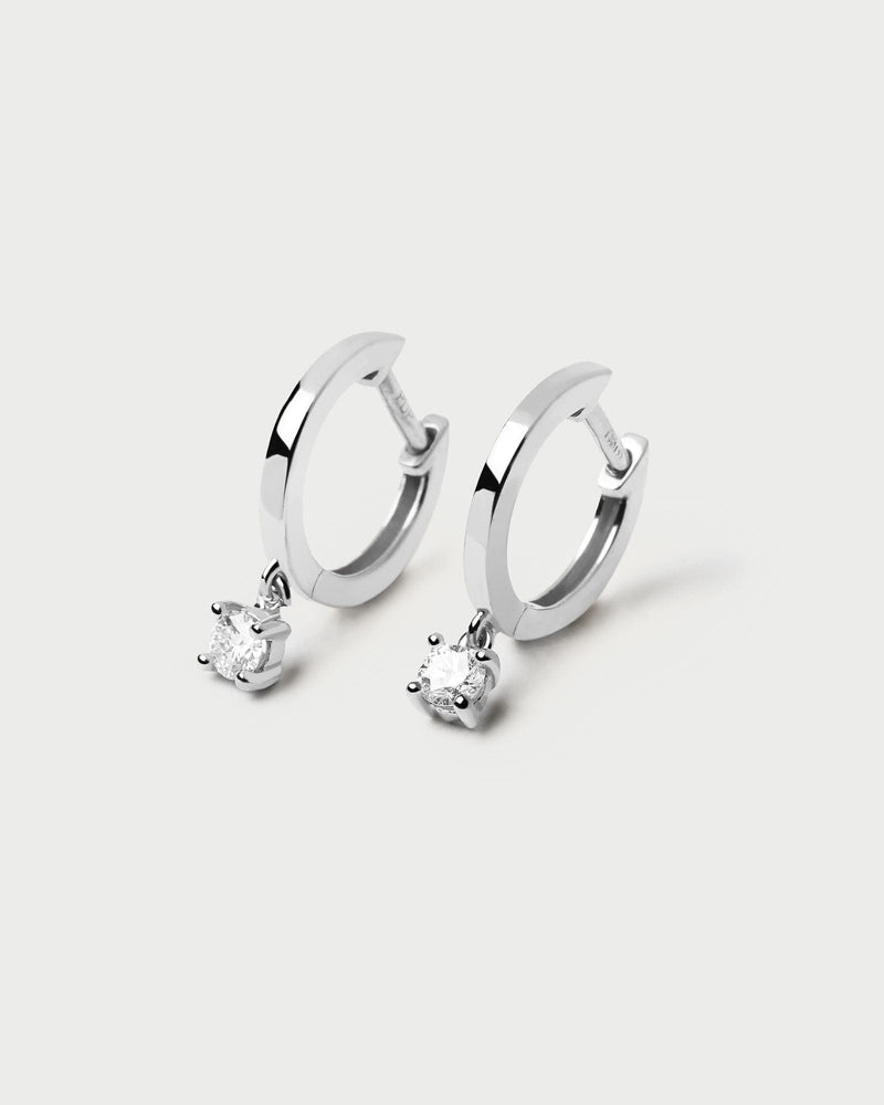 Ohrringe Diamanten und Weissgold Drop - 
  
    18 kt Weissgold / Silber-Rhodinierung
  
