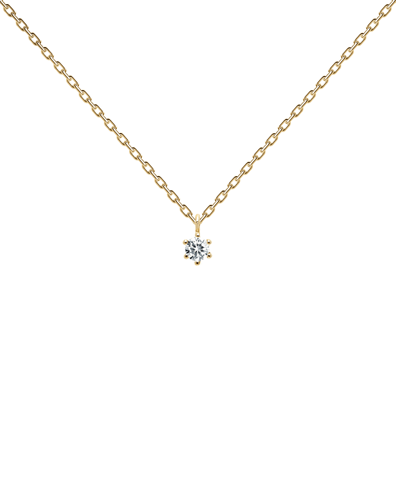 White Solitary Halskette - 
  
    Sterling Silber / 18K Goldplattierung
  
