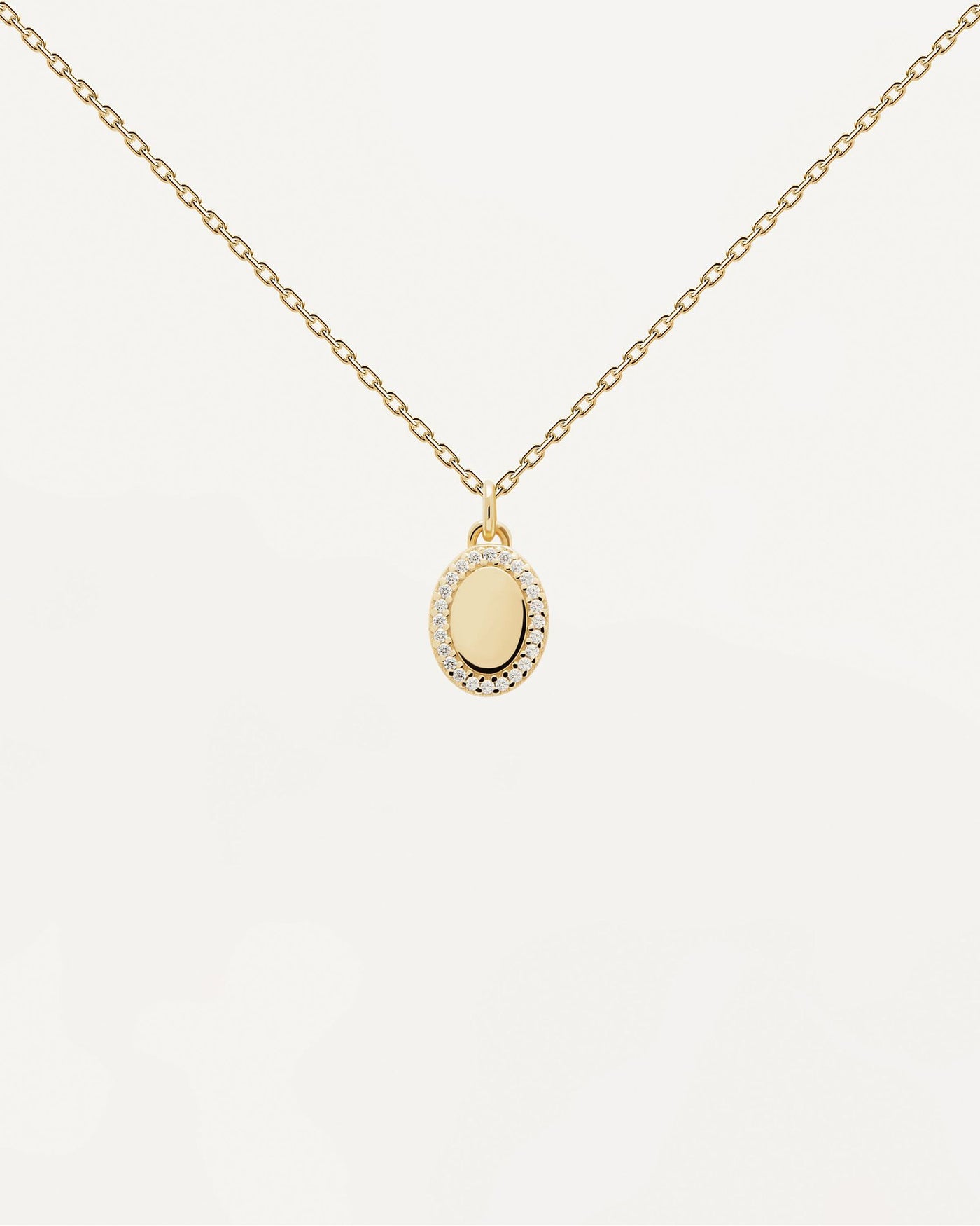2024 Selection | Mademoiselle Necklace. Gold-plated silver necklace with pendant circled by white zirconia to personalize. Get the latest arrival from PDPAOLA. Place your order safely and get this Best Seller. Free Shipping.