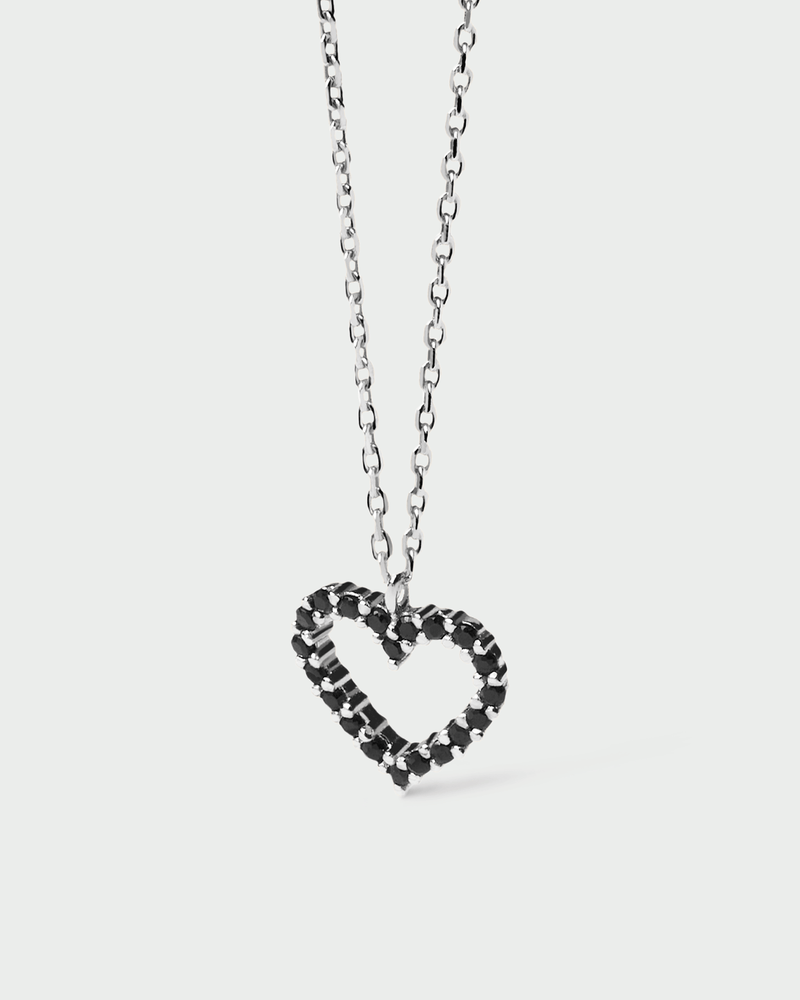 Black Heart Necklace Silver - 
  
    Sterling Silver
  
