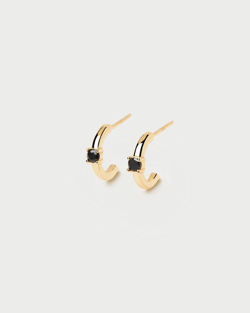 Black Solitary Earrings - 
  
    Sterling Silver / 18K Gold plating
  

