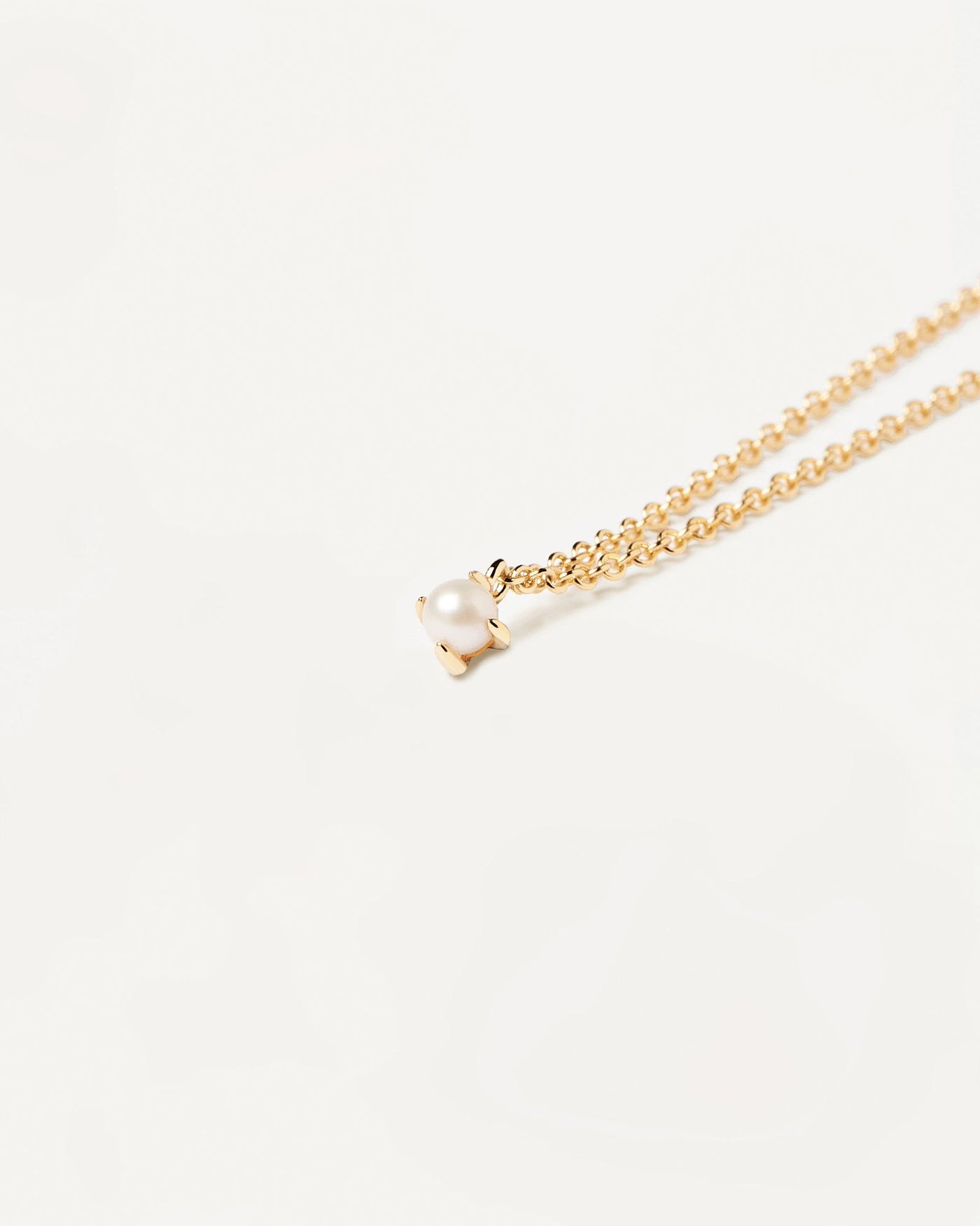 2024 Selection | Solitary Pearl Necklace. 18k gold plated chain necklace with a single natural pearl set on prongs. Get the latest arrival from PDPAOLA. Place your order safely and get this Best Seller. Free Shipping.