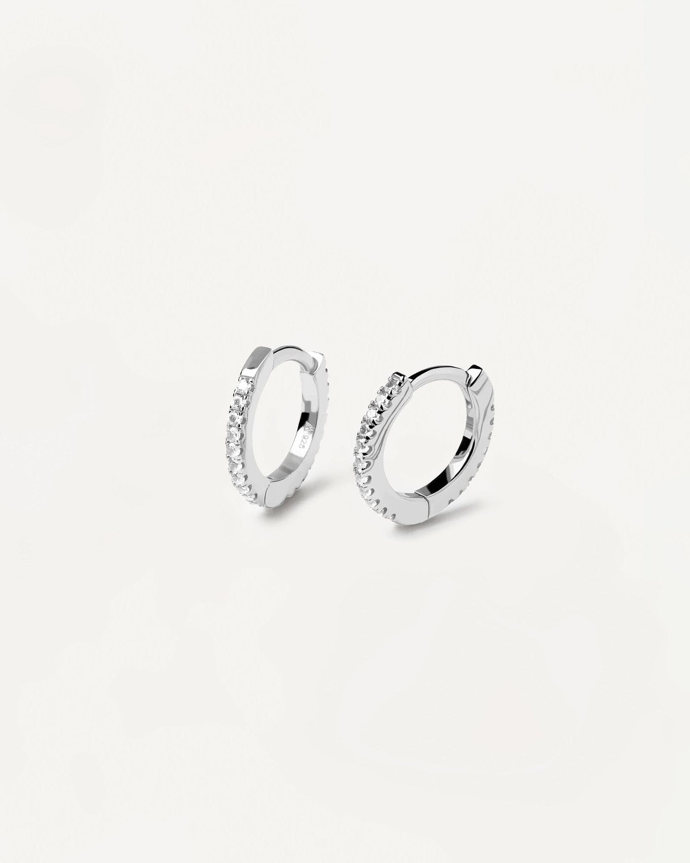 2024 Selection | White Mini Hoops Silver. Hoop latch-back earrings in sterling silver set with white zirconia. Get the latest arrival from PDPAOLA. Place your order safely and get this Best Seller. Free Shipping.