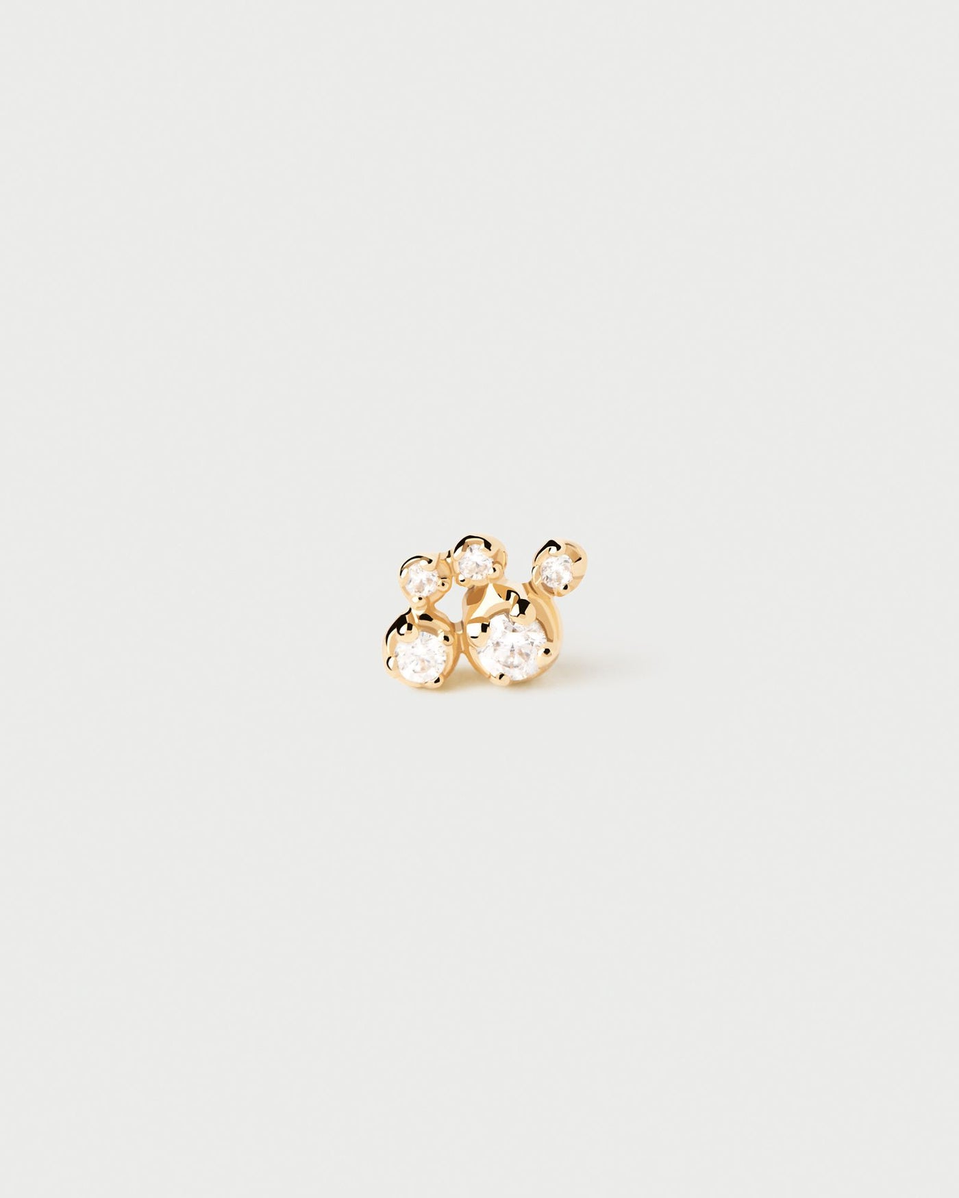 2024 Selection | Bubble single stud Earring. Gold-plated silver shiny ear piercing with white zirconia. Get the latest arrival from PDPAOLA. Place your order safely and get this Best Seller. Free Shipping.