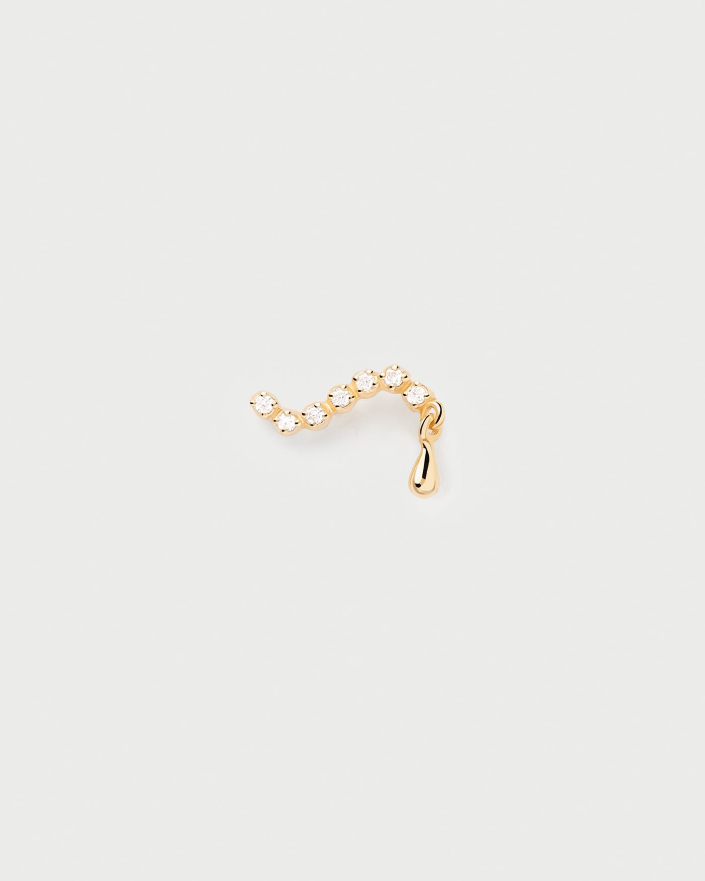 2024 Selection | Swim single stud earring. Wavy ear piercing in gold-plated silver with white zirconia and drop pendant. Get the latest arrival from PDPAOLA. Place your order safely and get this Best Seller. Free Shipping.