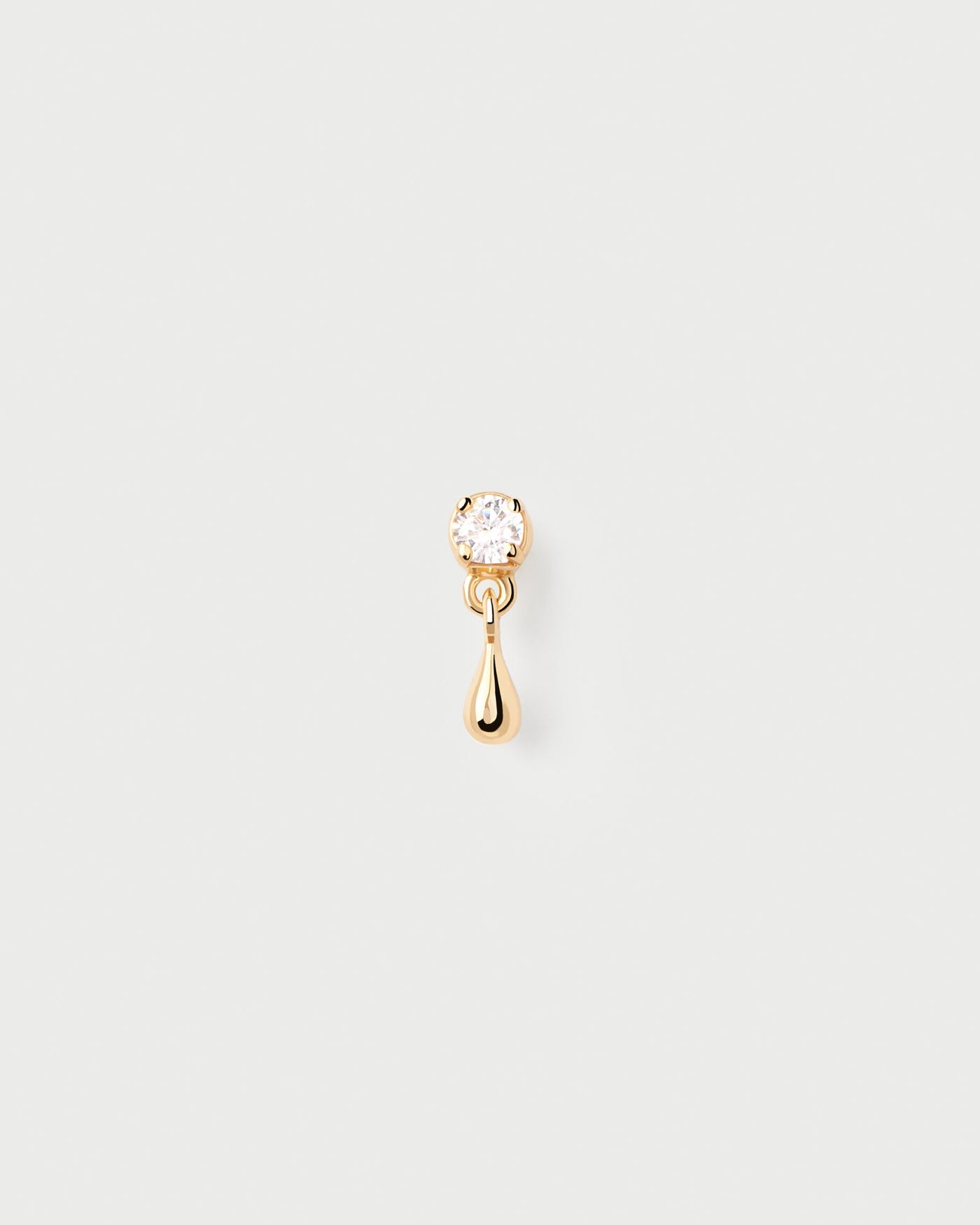 2024 Selection | Water single stud Earring. Gold-plated silver ear piercing with white zirconia and small drop pendant. Get the latest arrival from PDPAOLA. Place your order safely and get this Best Seller. Free Shipping.