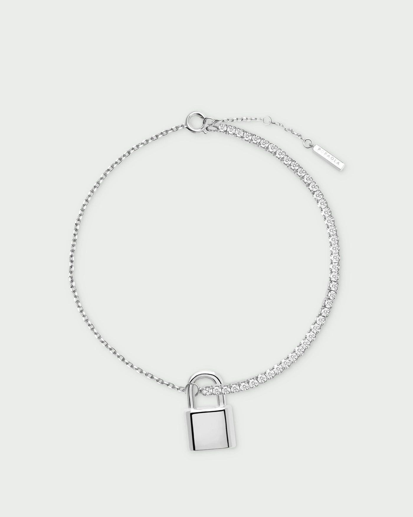 2024 Selection | Bond Silver Bracelet. Sterling silver bracelet with white zirconia and personalized padlock pendant. Get the latest arrival from PDPAOLA. Place your order safely and get this Best Seller. Free Shipping.