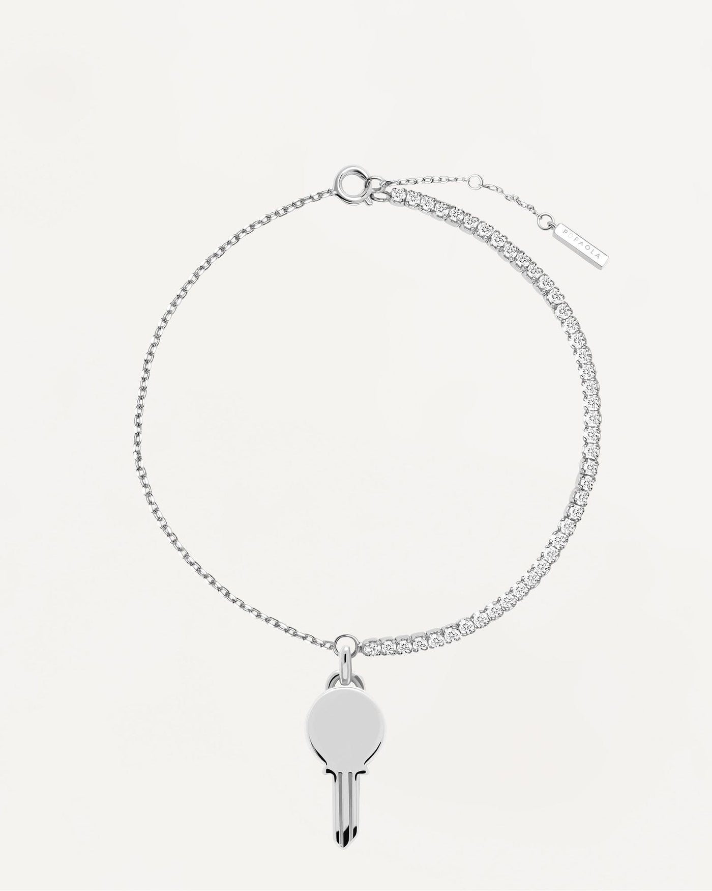 2024 Selection | Eternum Silver Bracelet. Sterling silver bracelet with white zirconia and customizable key pendant. Get the latest arrival from PDPAOLA. Place your order safely and get this Best Seller. Free Shipping.